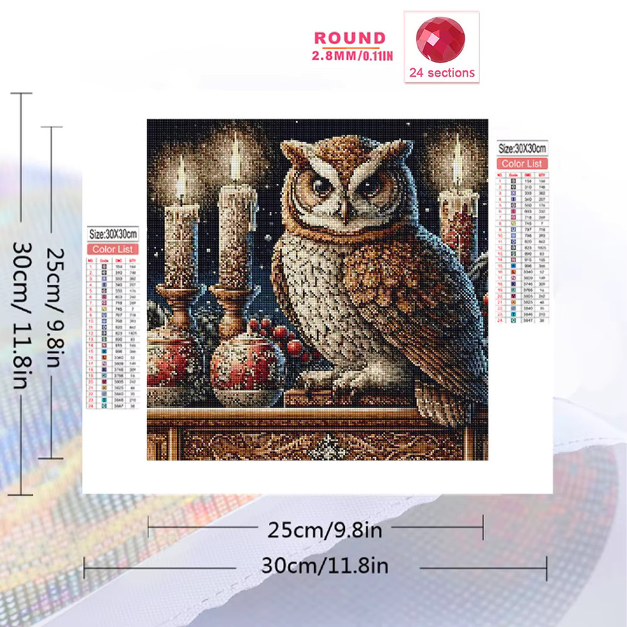 Momoart Eule Tier-Malerei, Diamant-Mosaik-Set, Bunt, Kinder - Bild 2