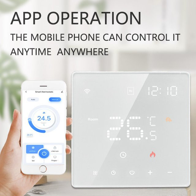 Tuya Smart Wifi Thermostat für Gasheizung und Fußbodenheizung in Weiß mit App- und Sprachsteuerung via Google Home und Alexa - Bild 1