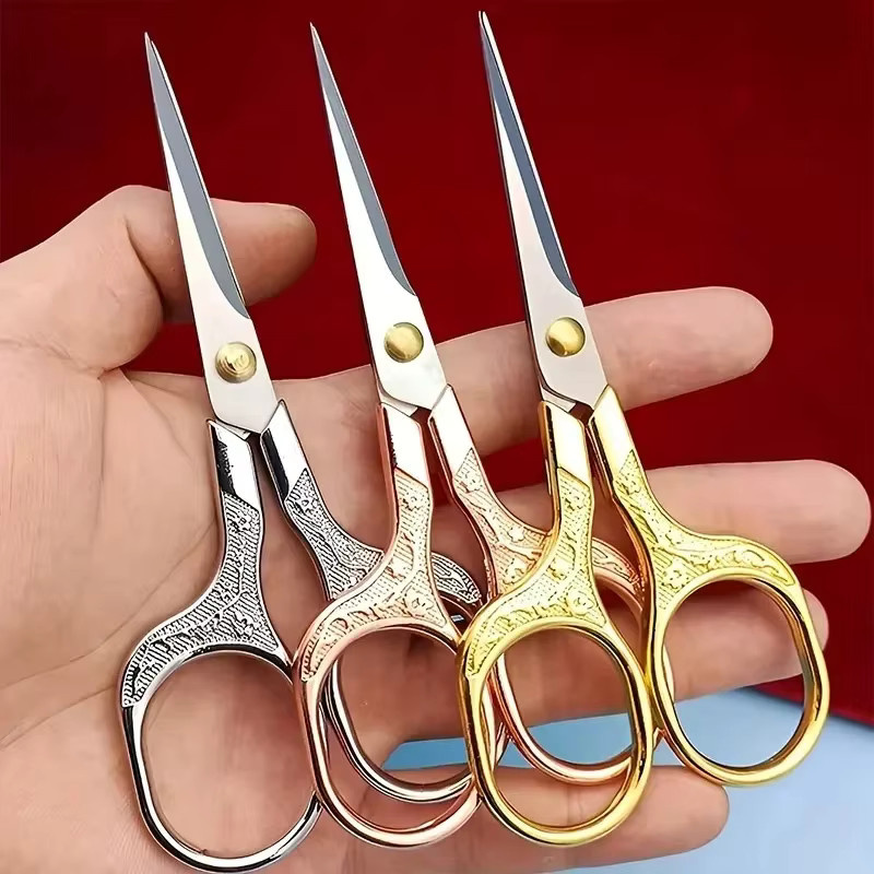 Retro Schneider Schere aus Edelstahl für Stickerei und DIY Nähen in Silber oder Gold - Bild 3