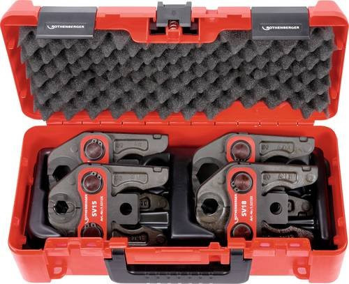 Rothenberger Pressbackenset Standard Typ SV mit 32 kN für NW 15 - 18 - 22 - 28 mm in Rot - Bild 1