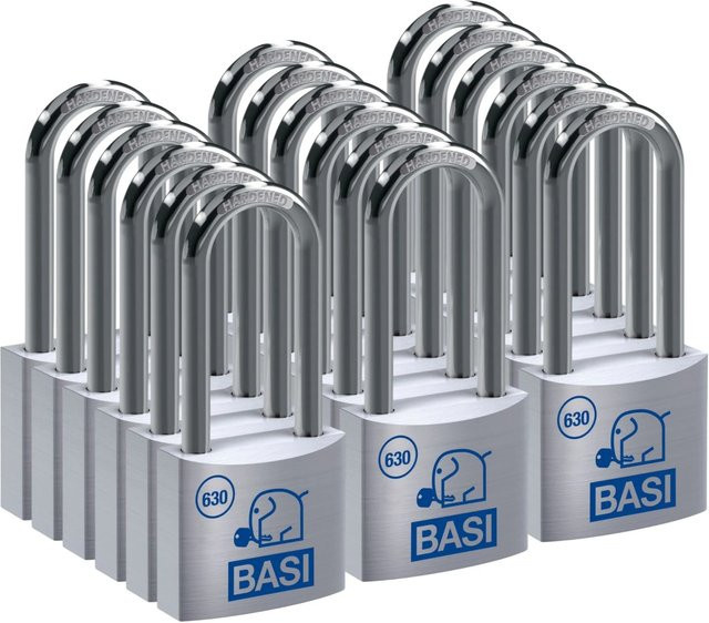 Basi Vorhangschloss Set 18 Stück, Gleichschließend, Silber, Aluminiumgehäuse, Breite: 30 mm, Bügelhöhe: 40 mm - Bild 1