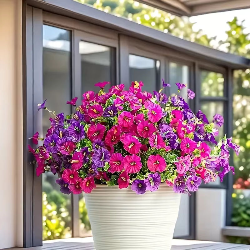 8 Stück UV-beständige Kunstblumensträuße in Mehrfarbig für Innen- und Außendekoration sowie Hochzeitsarrangements - Bild 2