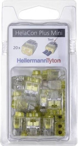 HellermannTyton Verbindungsklemme HCPM-2-Blister-PC-CL/YE transparent, 2-polig, für flexible Leiter 1.0-2.5mm² und starre Leiter 0.5-2.5mm² - Bild 1