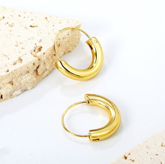 LUXUSTEEL Creolen-Ohrringe, Edelstahl, Gold, Damen - Bild 1