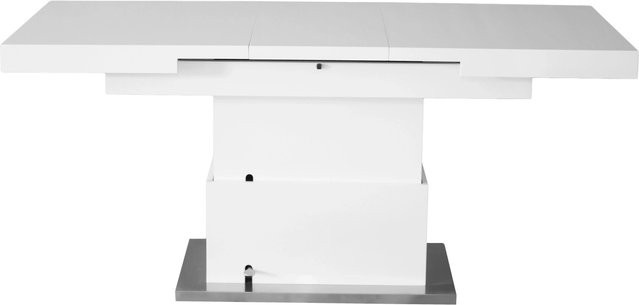 Ausziehbarer Mömax Couchtisch in Weiß, modern, B/T/H: 133-170 x 51 x 80 cm - Bild 1