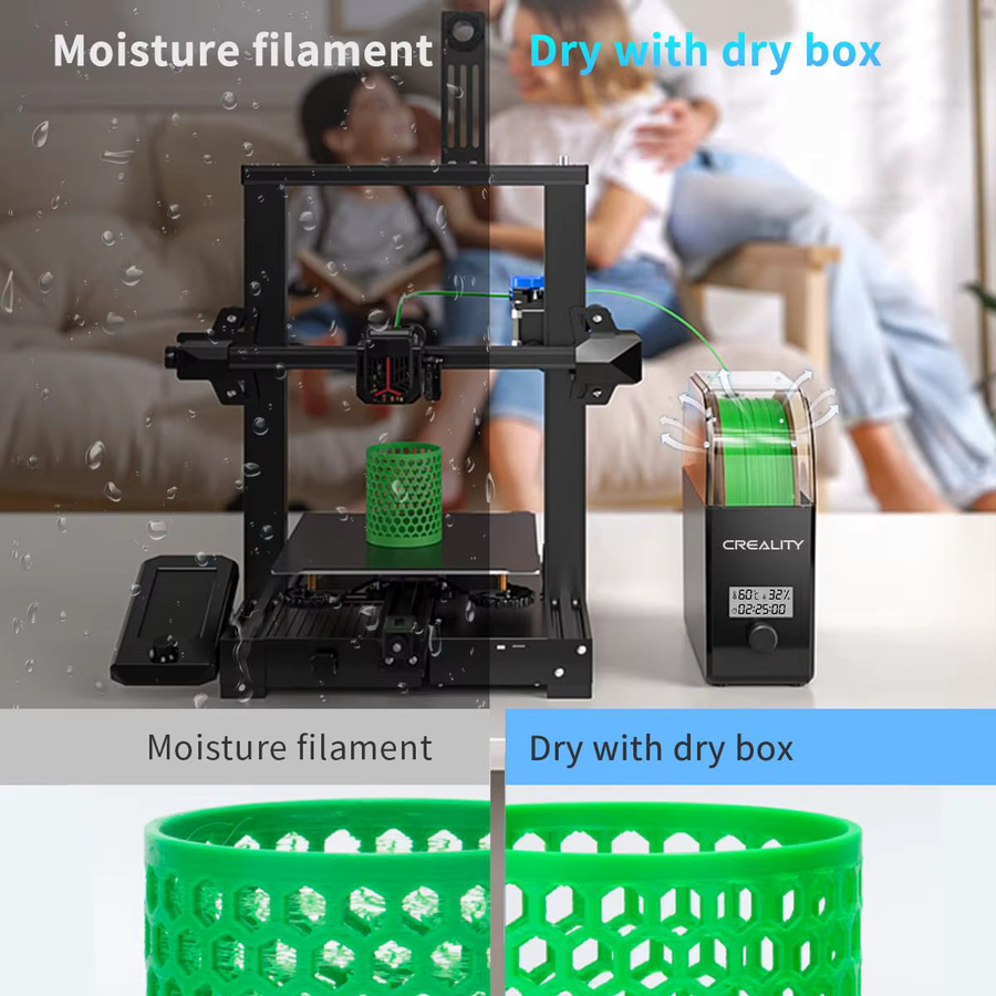 Creality 3D-Filament-Trocknerbox 2.0 Upgrade in Schwarz mit Echtzeit-Feuchtigkeitsüberwachung für FDM 3D-Drucker - Bild 4