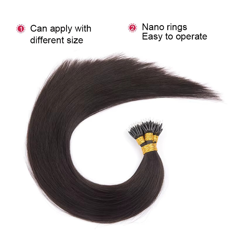 Addbeauty Nanoring-Echthaarverlängerungen, 100 % brasilianisches Remy-Echthaar, Damen - Bild 4