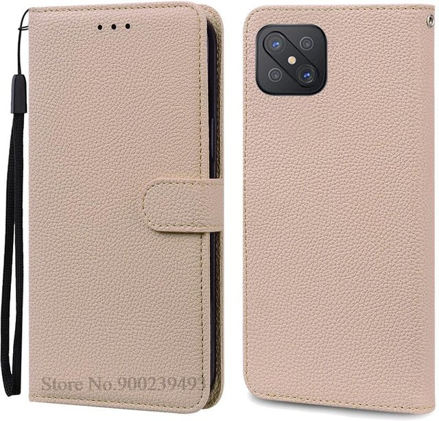Leder-Klapphülle für OPPO Reno4 Z 5G in Beige - Bild 1