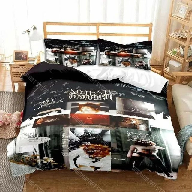 Mylene Farmer Bettwäsche-Set aus Mikrofaser mit Grafikprint, Schwarz, B/H: 90 x 200 cm - Bild 1