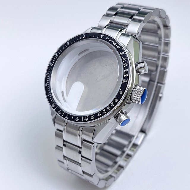 Uhrengehäuse Edelstahl, Moon-Case, 39,7 mm, VK63-Uhrwerk, Silber - Bild 1