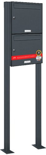 AL Briefkasten für 2 Parteien, freistehendes Briefkasten-System in Grau, B/H/T: 153,84 x 150,0 x 11,6 cm - Bild 1