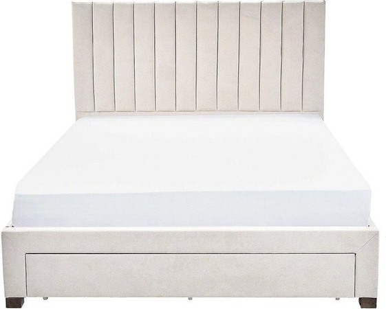 Vente-unique Bettrahmen Liako in Beige mit Schubladen im Vintage-Stil, B/T/H: 185 x 200 x 124 cm