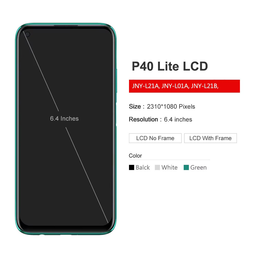 Huawei P40 Lite Super AMOLED Display mit Rahmen und Digitizer Ersatz LCD Touch Screen in Schwarz für Nova 6SE - Bild 3