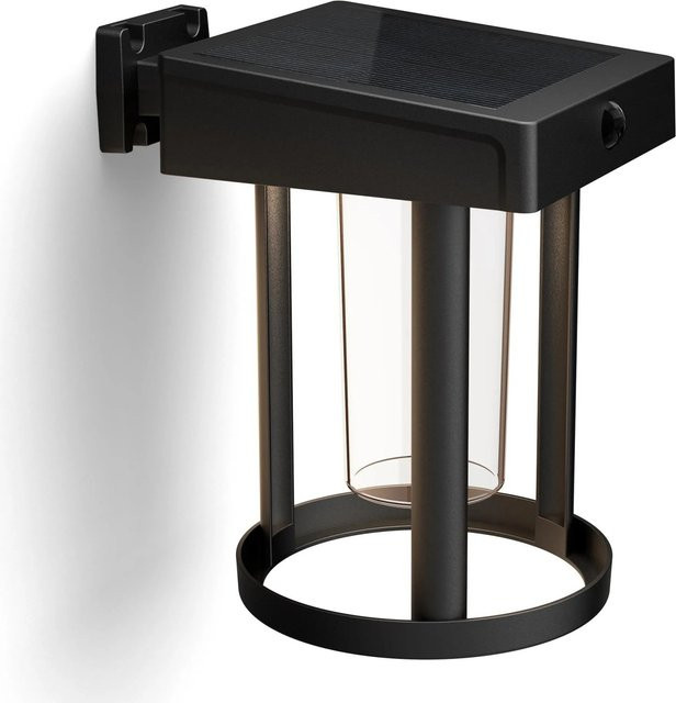 Philips Camill Solar-Außenwandleuchte mit Bewegungsmelder, LED, Warmweiß, Schwarz, Rund, Klar - Bild 1