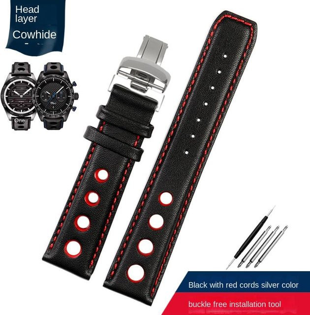 ZETHYDUM Uhrenarmband Leder, Schwarz, Herren - Bild 1