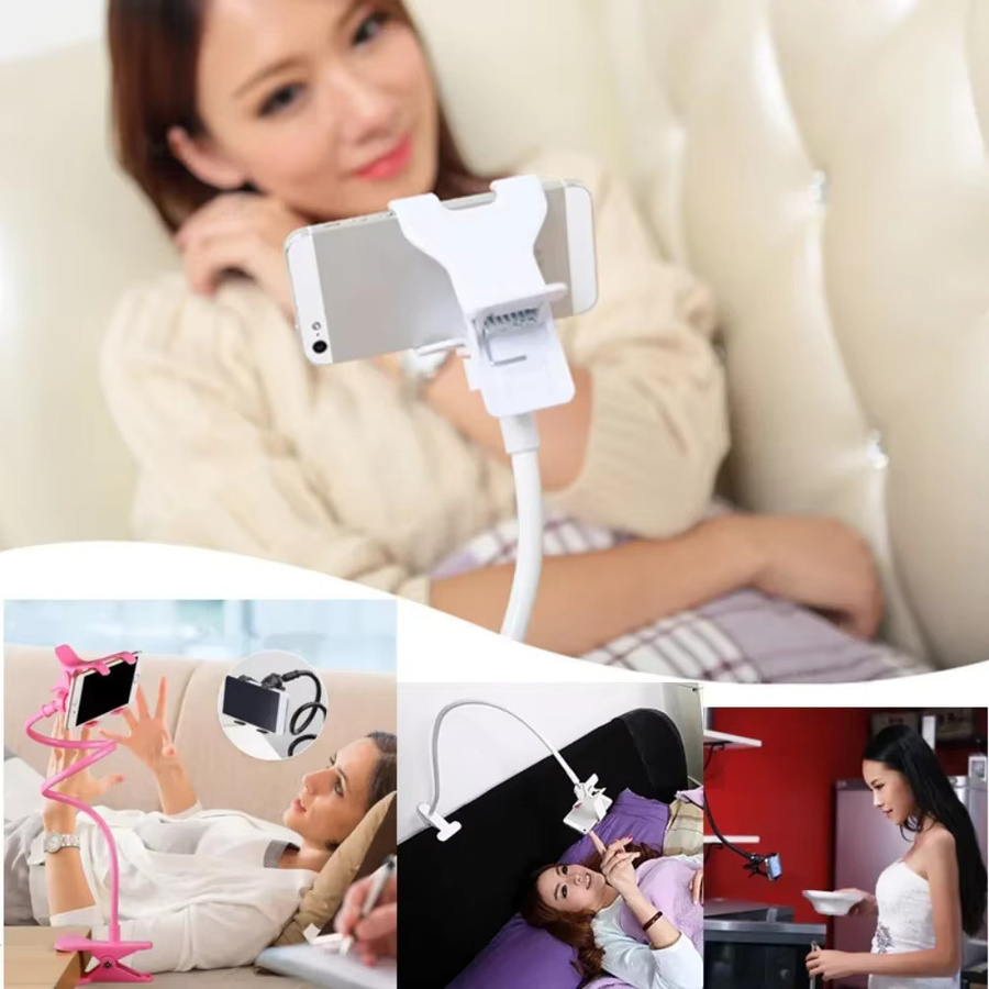 Universelle Handy Halterung mit langem Arm für Desktop und Bett, rote Smartphone Klemmhalterung kompatibel mit iPhone, Xiaomi, Huawei und Samsung - Bild 4