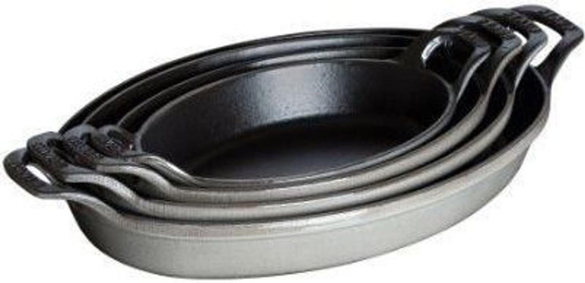 Staub Ovale Stapelbare Platte aus Gusseisen in Grau - Bild 1