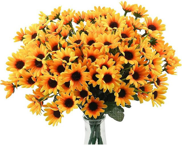 XIAOYINMO Künstliche Gänseblümchen aus Seide in Gelb für Hochzeiten und Dekoration - Bild 1