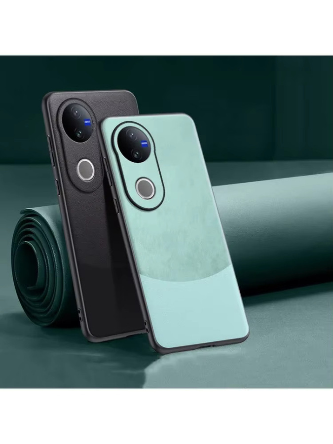 EUCAGR Luxus Leder Handyhülle für VIVO V50 in Schwarz - Bild 4