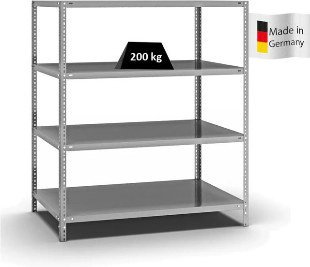 PROREGAL Fachbodenregal Medium-Duty Grundregal verzinkt, Farbe: Silber, H x B x T: 150 x 130 x 80 cm, 4 Ebenen, beidseitig nutzbar - Bild 1