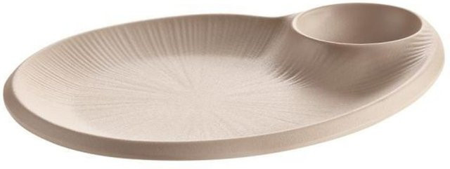 APS Teller NERO aus Melamin mit Dipschälchen, beige, organische Form, B/T/H: 20 x 24 x 2,5 cm - Bild 1