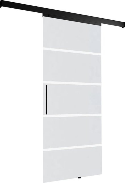 Inova Glasschiebetür Komplettset mit Blockstreifen und Stabgriff in Schwarz, B/H: 90,0 x 203,5 cm - Bild 1