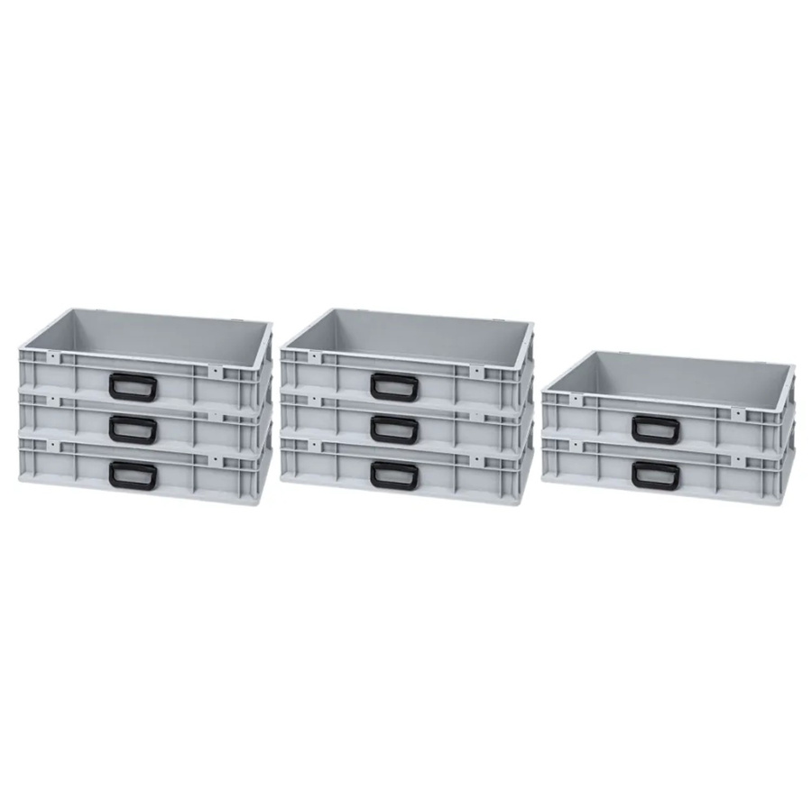 PROREGAL Spar Set 8x Eurobox Nextgen Portable Uno Transportbehälter Grau H x B x T: 12 x 60 x 40 cm, 23 Liter - Bild 2