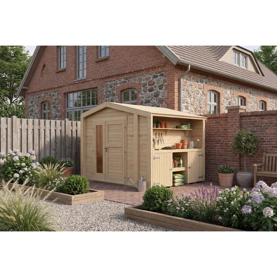 Weka Holz-Gartenhaus Killarney mit Satteldach in Braun, Unbehandelt, B: 311 cm, T: 263 cm, H: 241 cm - Bild 2