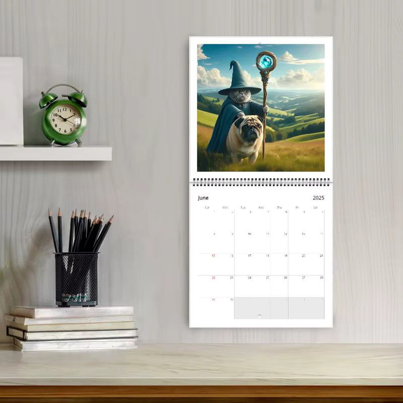 Wandkalender 2025 mit lustigen Katzen-Illustrationen in Multicolour - Bild 2