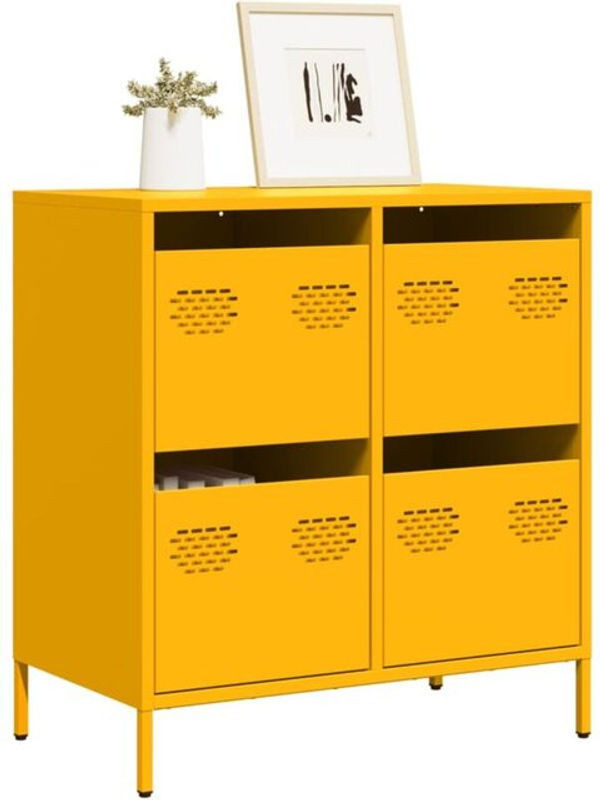Vidaxl Sideboard aus kaltgewalztem Stahl im Industrial Design, Gelb, B: 68 cm, T: 39 cm, H: 73,5 cm - Bild 1