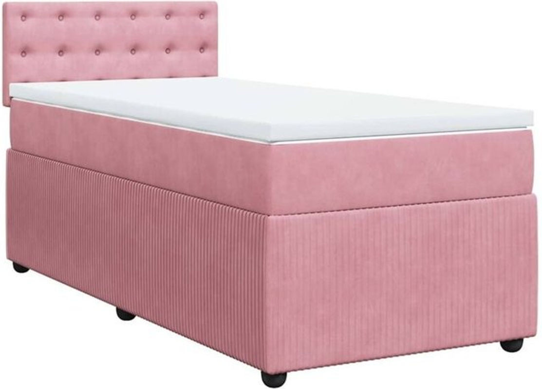 vidaxl Boxspringbett mit Matratze aus Samt in Rosa und Weiß, B/T/H: 200 x 100 x 100,5 cm - Bild 1