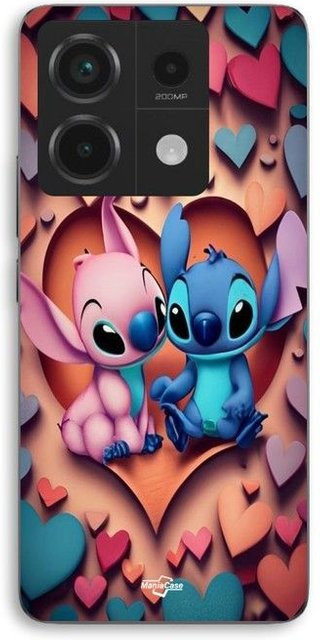 MANIACASE Handyhülle für Xiaomi Redmi Note 13 Pro 5G aus Silikon TPU mit Stitch Engel Herz Design in Schwarz und Bunt - Bild 1