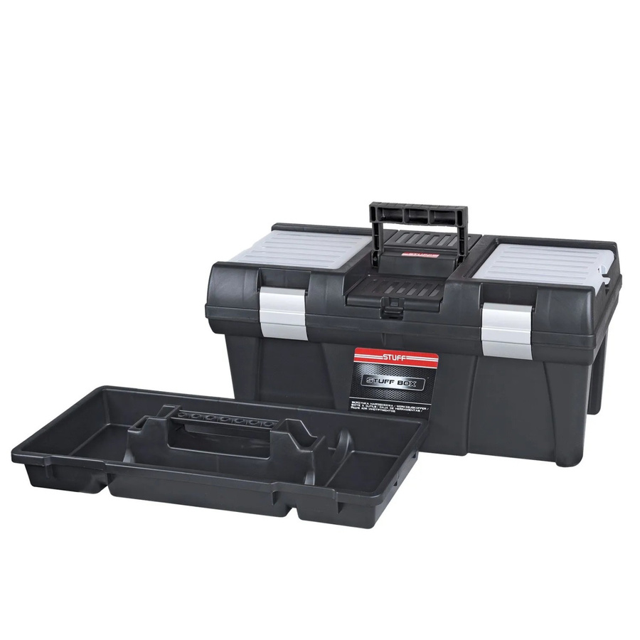 PROREGAL Werkzeugkoffer Light M mit Einsätzen aus Polypropylen, Schwarz, H x B x T: 24,6 x 52,5 x 25,6 cm - Bild 2
