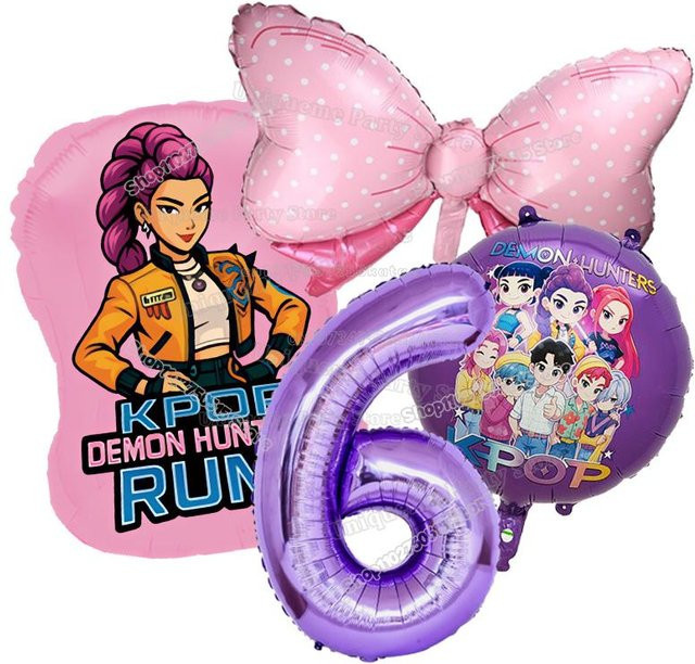 Yiran toy 1 Kpop Dämonenjäger Geburtstag Ballons Set mit Zahlen- und Motivballons für Mädchen Partydekoration - Bild 1