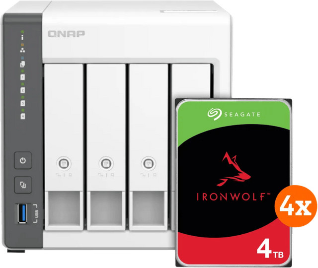 QNAP TS-433-4G NAS-System mit 4 x 4TB Seagate Ironwolf Festplatten - Bild 1