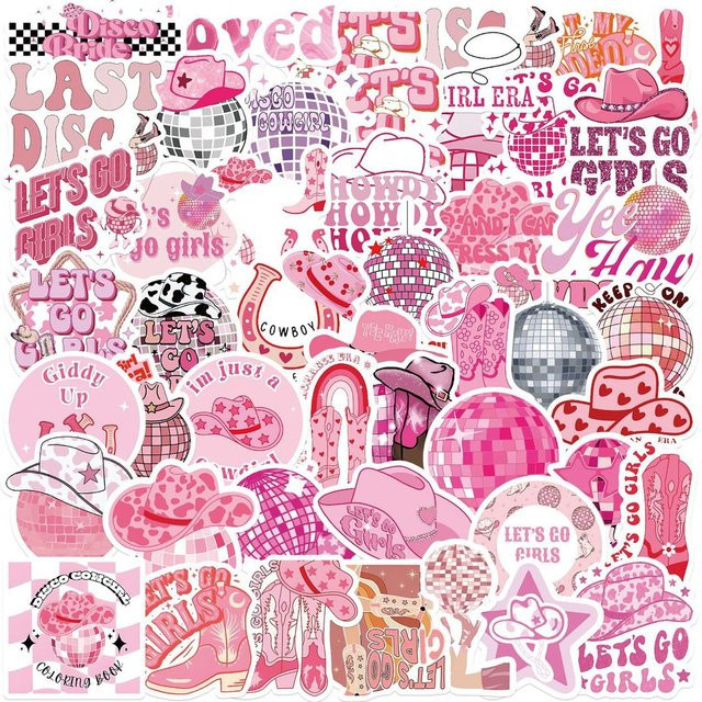 50 Stück rosa Cowgirl-Graffiti-Aufkleber wasserfeste DIY-Dekoration von YourLife Store - Bild 1