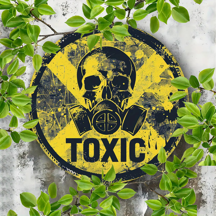 Potdemiel Vintage Metallschild Toxic Danger Symbol, Rundes Aluminium Wandkunst Dekor in Gelb, Durchmesser: 20,32 cm - Bild 3