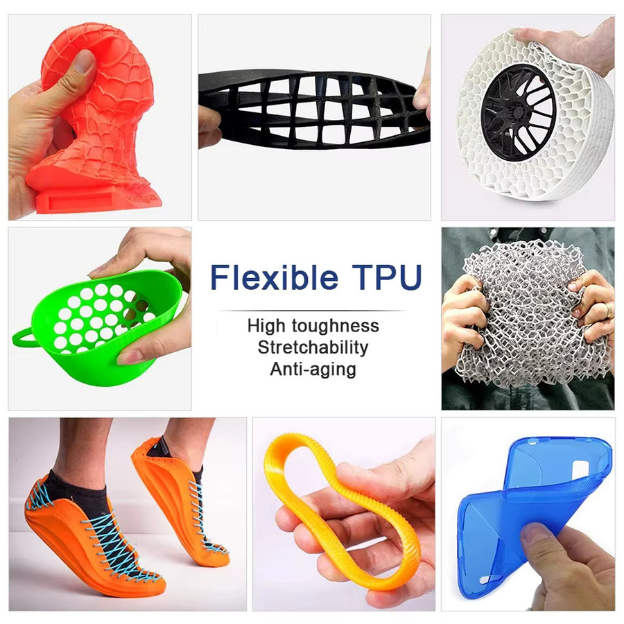 3D Maliang Flexibles TPU Filament für FDM-3D-Drucker, 1,75 mm, 95A Härte, transparent in Blau, Grün oder Rot - Bild 2