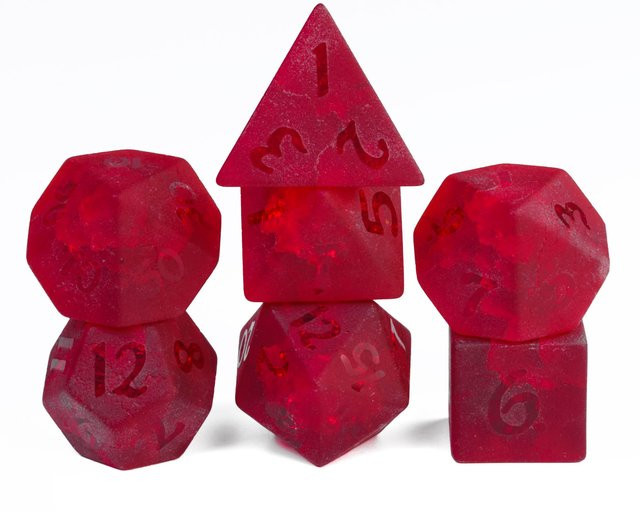 Cusdie Lightning DND Würfel, Polyederwürfel Satz, rot, mit Lederbox - Bild 1