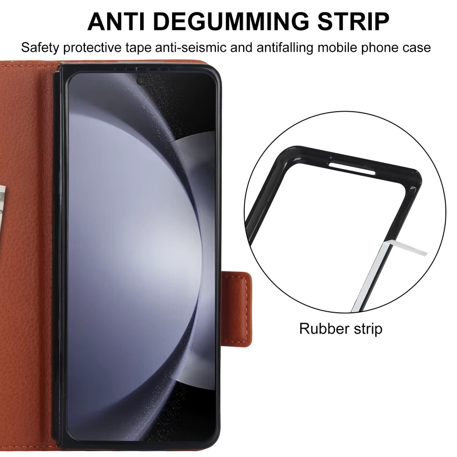 CHAOYIDIAN Leder-Brieftaschenhülle für Samsung Galaxy Z Fold mit Kartenfach und S Pen-Halterung in Schwarz oder Braun - Bild 3