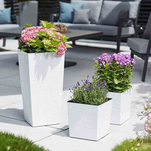 Siena Garden Pflanzgefäß Modern Weiß aus Kunststoff B/T/H: 30 x 30 x 31 cm - Bild 3