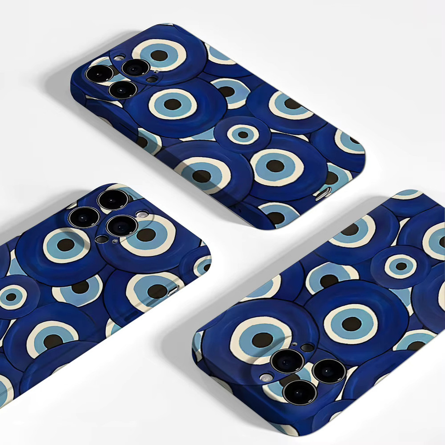 Evil Eye Handyhülle für iPhone 17 16 15 14 13 Pro Max Plus, magnetische Double-Layer Tough Case, Blau - Bild 4