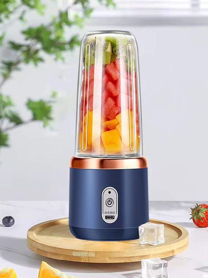 Tragbarer elektrischer Mixer in Blau, 40 W, USB wiederaufladbarer kabelloser Entsafter für Smoothies, Milchshakes und Säfte - Bild 5