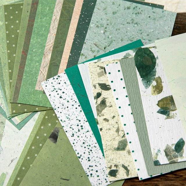 50 Stück Vintage Scrapbooking-Papier in Grün für DIY Junk Journaling und Collage Dekoration - Bild 1