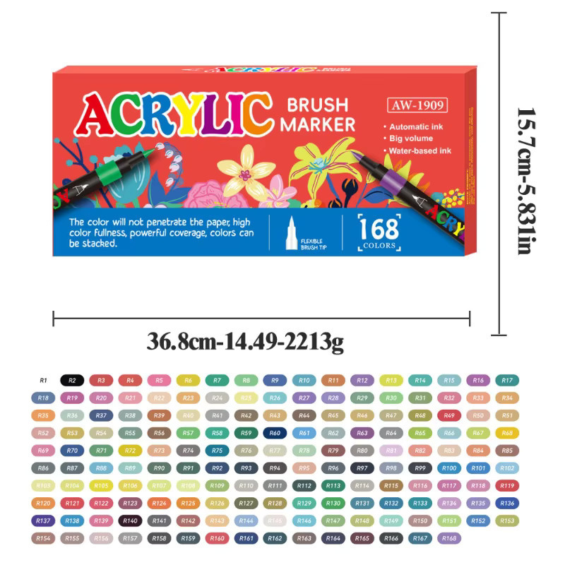 Acryl-Farbmarker von kissbuty mit weicher Pinselspitze in Multicolor für DIY-Handwerk auf Holz, Stein, Leinwand, Glas und Stoff - Bild 6
