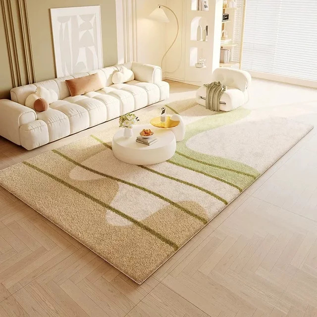 VIKAMA Wohnzimmerteppich aus Kaschmirimitat in Beige, moderner Teppich für Sofa und Schlafzimmer - Bild 1