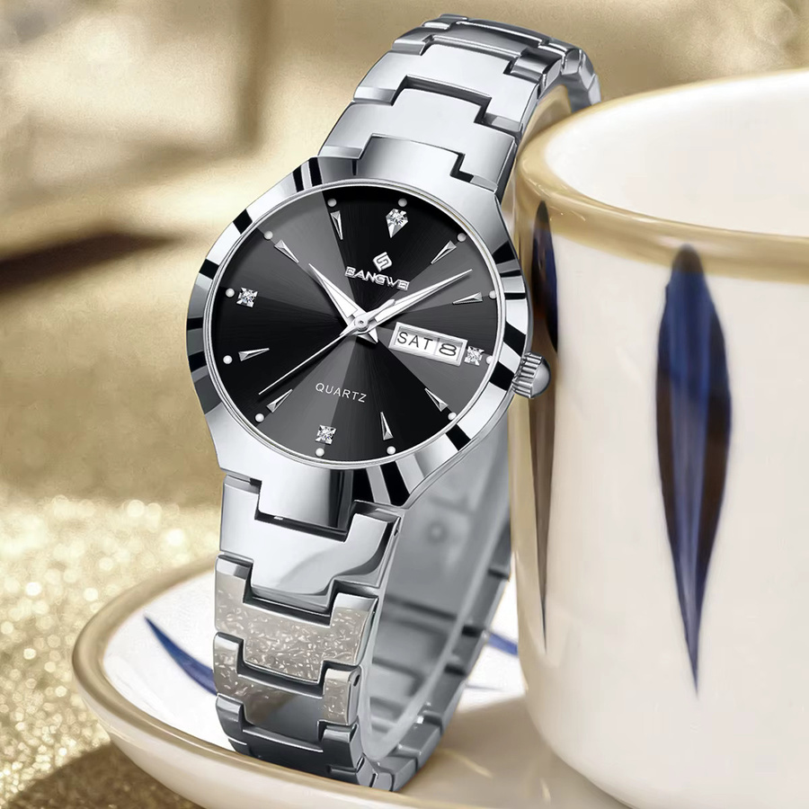 BANGWEI Armbanduhr, Quarz, Edelstahl, Schwarz, Silber, Damen - Bild 6
