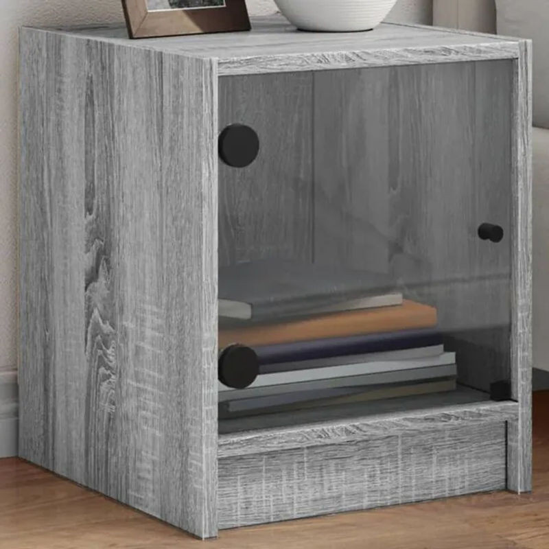 Nachttisch mit Glastür in Grau Sonoma von vidaxl, modern, B/T/H: 35 x 37 x 42 cm - Bild 1