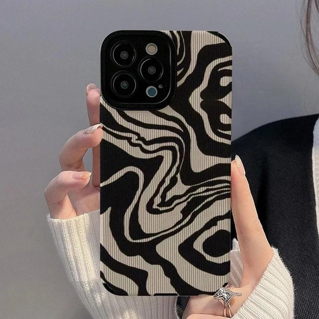 Stoßfeste Silikonhülle mit Zebra-Streifen-Design für Apple iPhone in Schwarz-Mehrfarbig - Bild 1