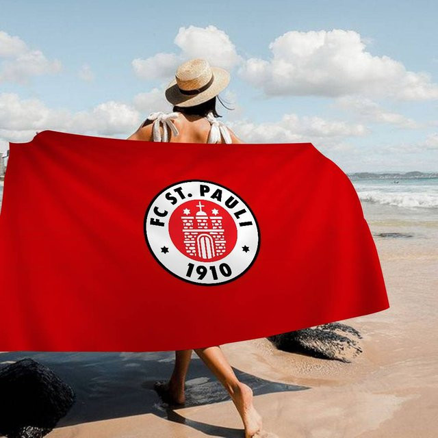 Dalangpa Mikrofaser Strandtuch mit Grafikprint, Weiß-Rot, Breite: 40 cm, Höhe: 60 cm - Bild 1
